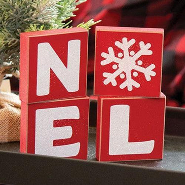 4 Set Sparkle NOEL Word Blocks - The Fox Decor